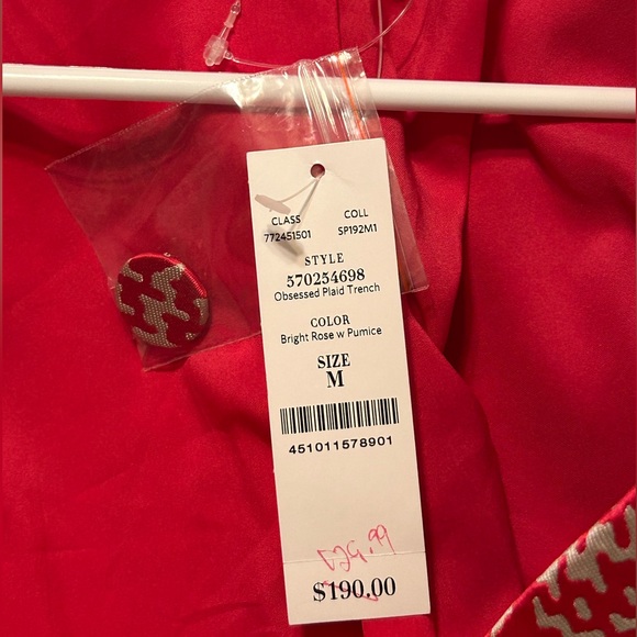 NWT WHBM Red Houndstooth Jacket Tie Belt - Picture 3 of 13